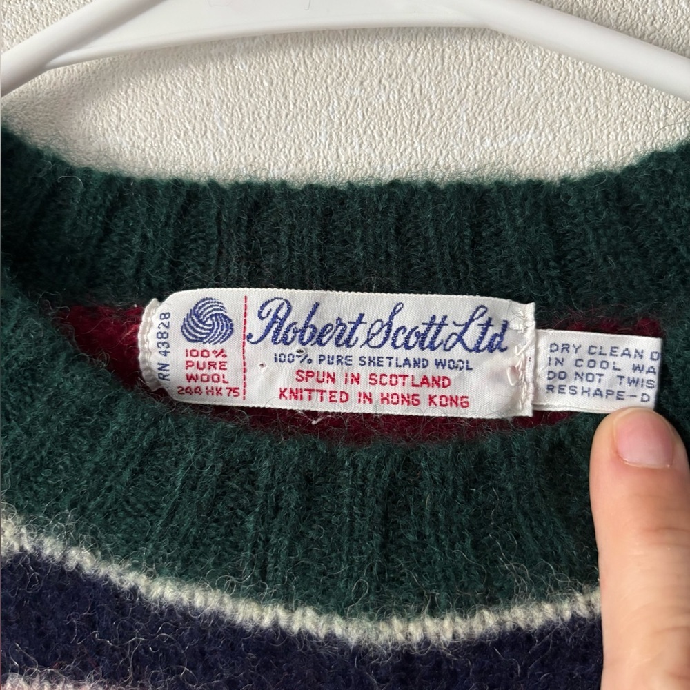 VINTAGE |Striped Green and Red Women's Sweater | Size XS - Picture 2 of 7